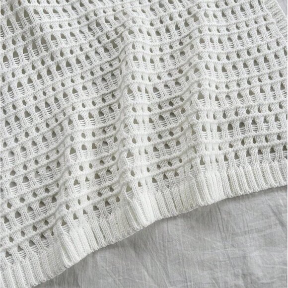 Women's Knitted Maxi Dress High Slit Backless Hollow Out Sleeveless - Picture 6 of 6